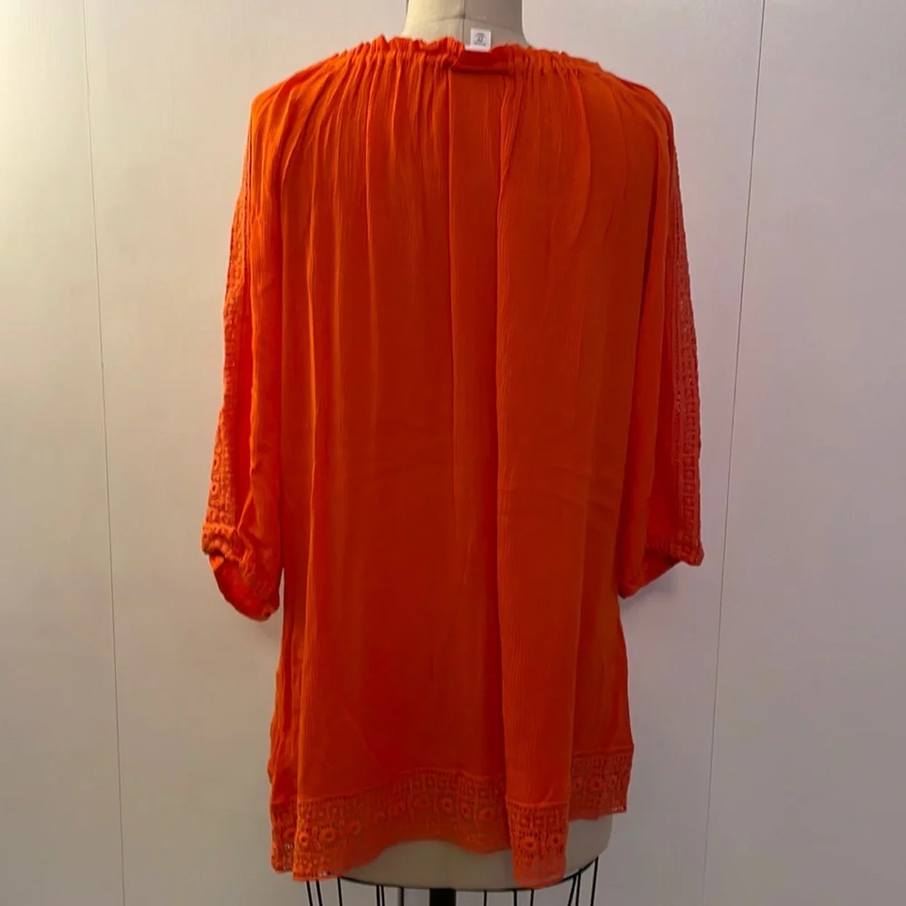 Westport orange 3/4 sleeve blouse with embroidered detail - Picture 4 of 8